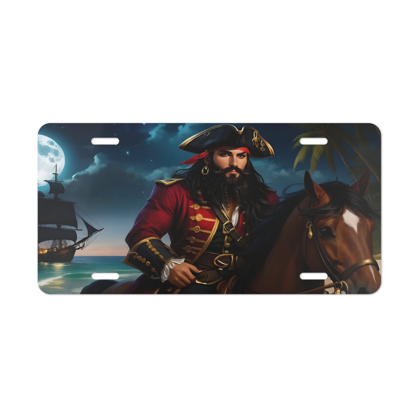 Blackbeard - Starry Night on Horseback, Pirate Vanity Plate, Unique Car Decor, Personalized License Plate, Nautical Gift, Automotive Accessory