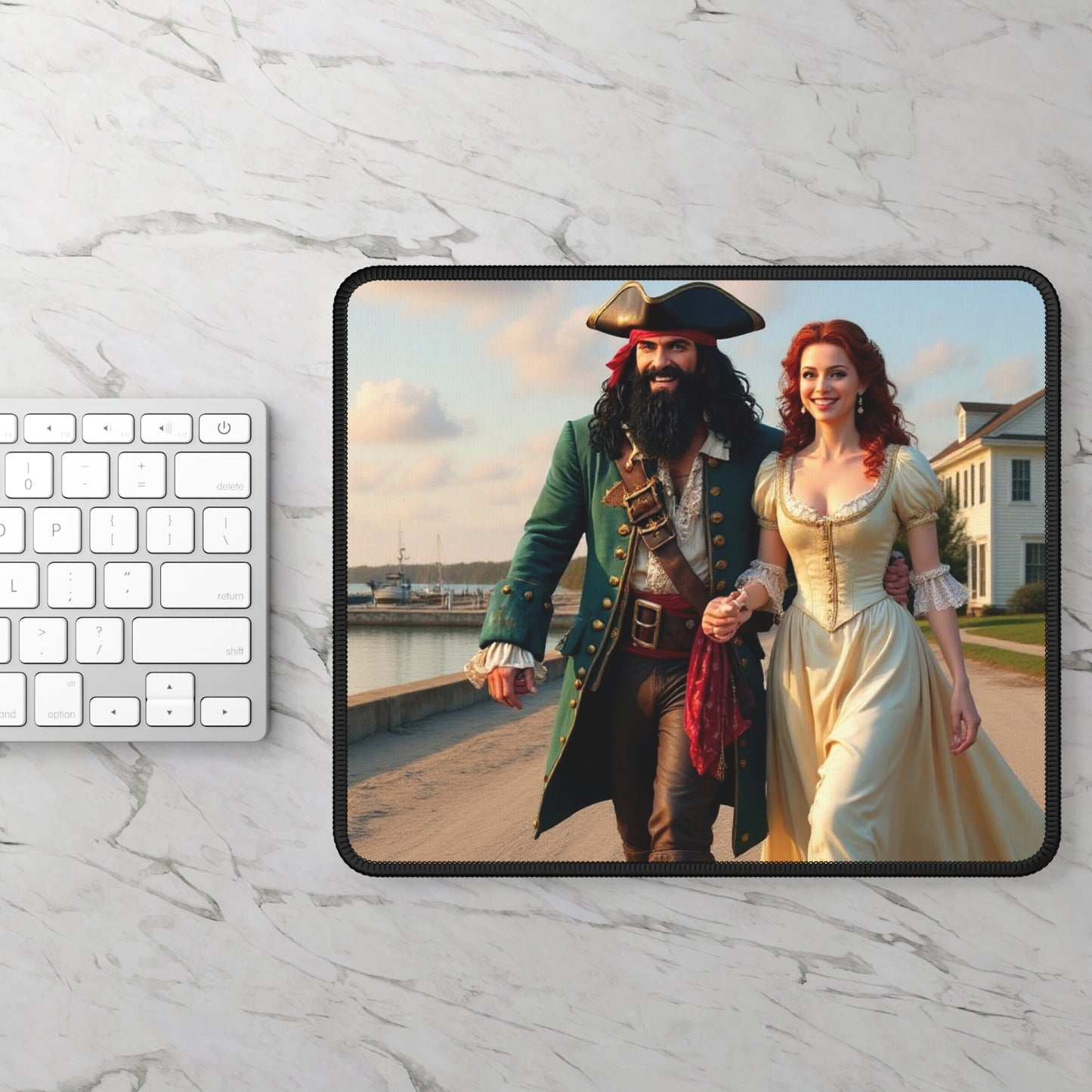 Blackbeard Coastal Living Mousepad, Gamer Gift, Nautical Mousemat, Gaming Accessories, Fantasy Art