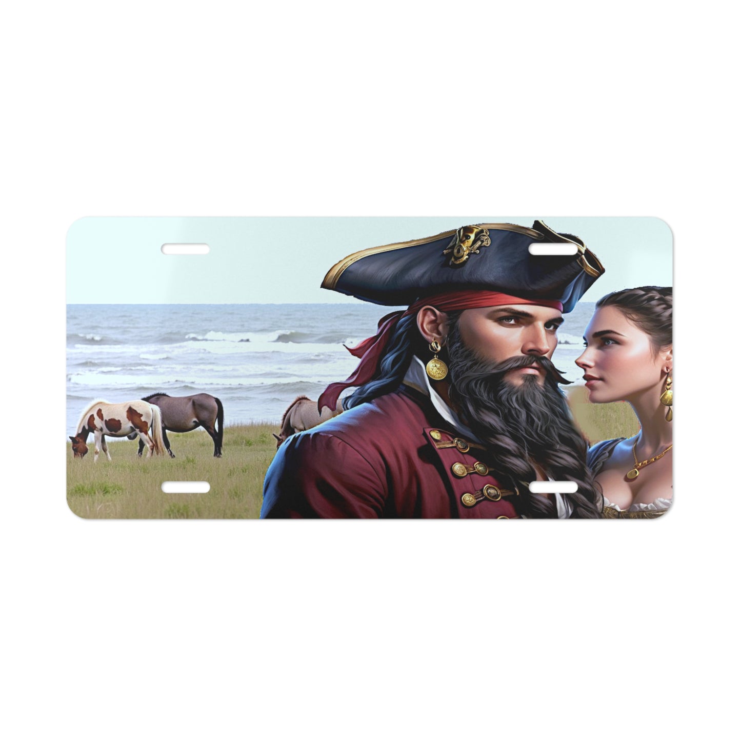 Blackbeard - Ocracoke Ponies, Pirate Vanity Plate, Unique Car Decor, Personalized License Plate, Nautical Gift, Automotive Accessory