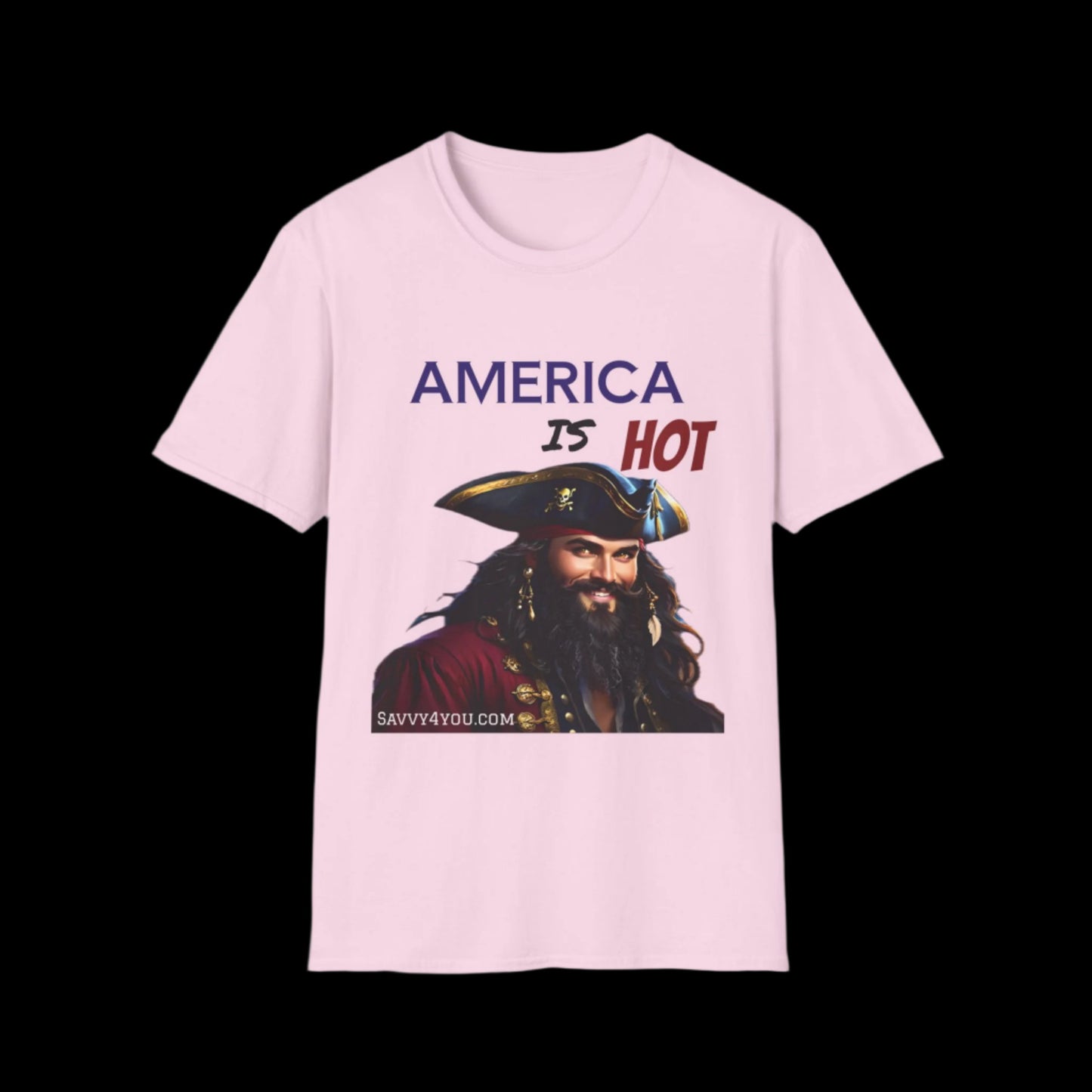 America is HOT Pirate T-Shirt for Tees Lovers, American Flag Shirt, Unisex Graphic Tee, Casual Summer Wear, Gift for Pirate Fans