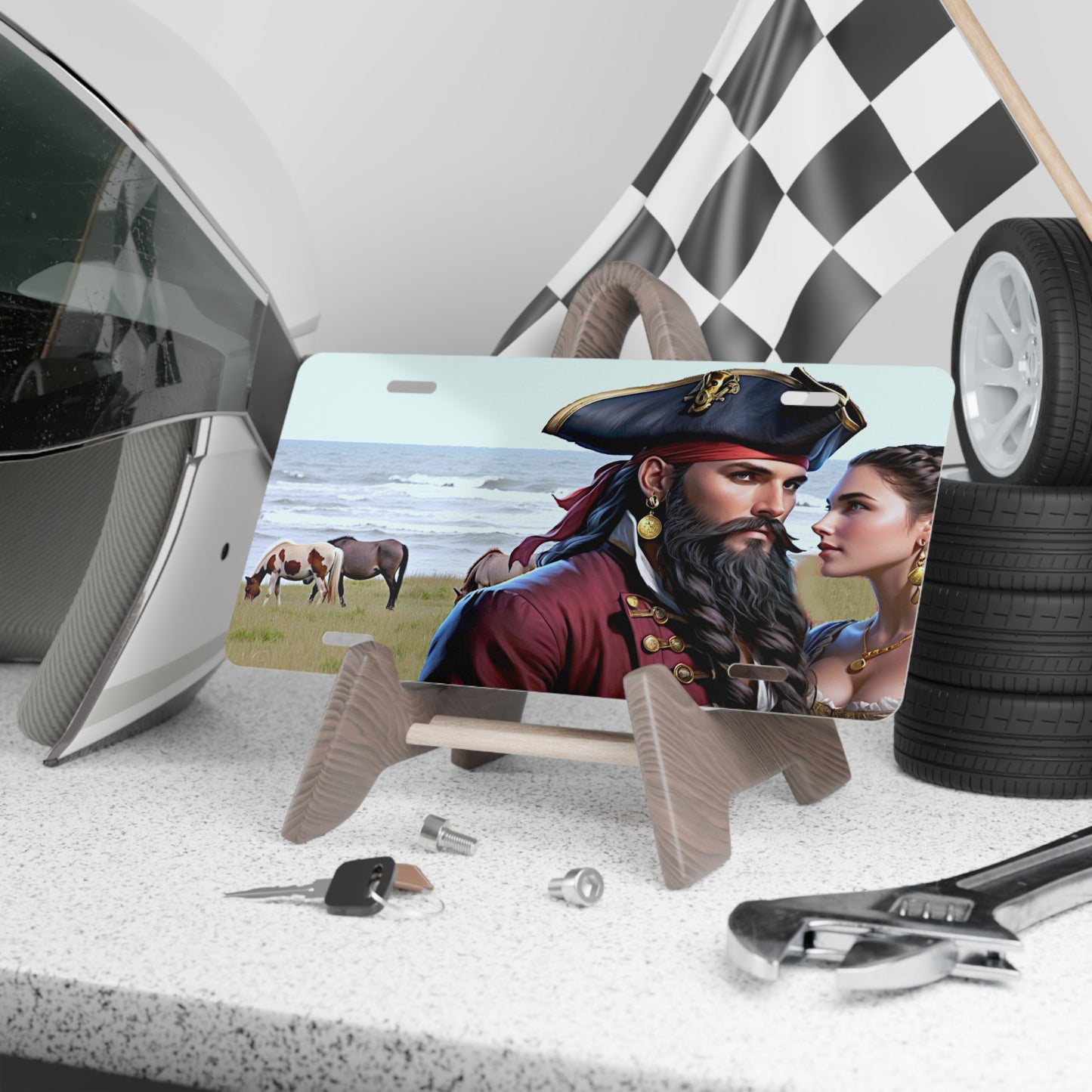Blackbeard - Ocracoke Ponies, Pirate Vanity Plate, Unique Car Decor, Personalized License Plate, Nautical Gift, Automotive Accessory