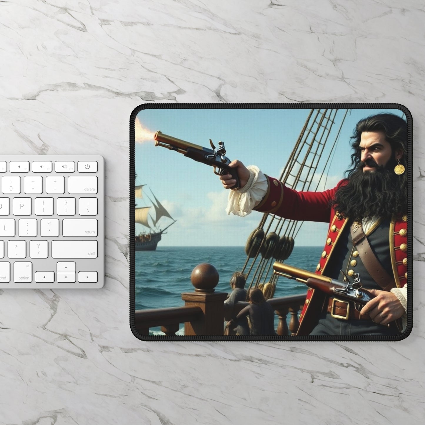 Blackbeard shot fired Pirate-Themed Gaming Mouse Pad | Perfect for Gamers, Gaming Gifts, Home Office Decor, Birthday Presents, and Desk Accessories