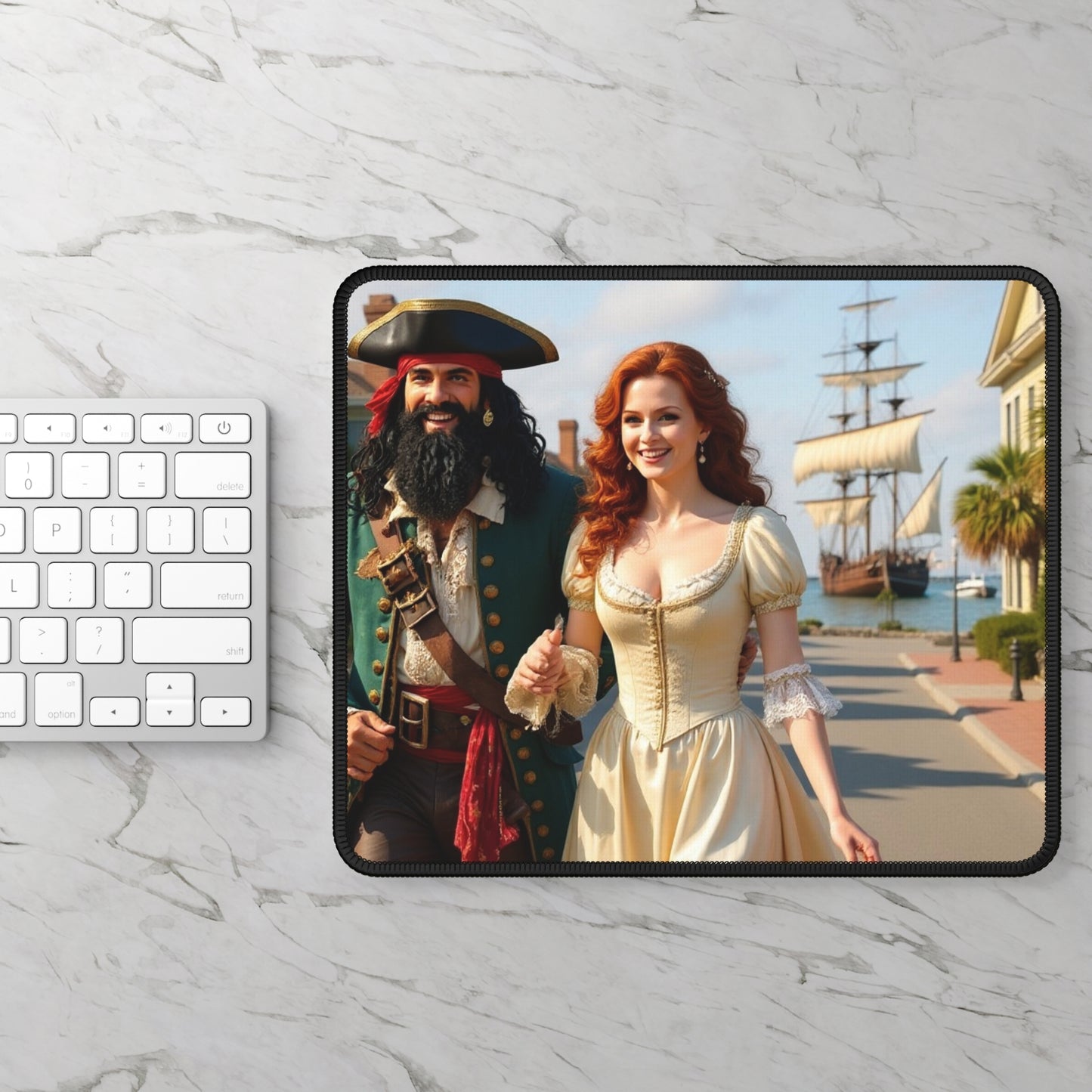 Blackbeard Key West Gamer Mousepad, Gamer Gift, Nautical Mousemat, Gaming Accessories, Fantasy Art