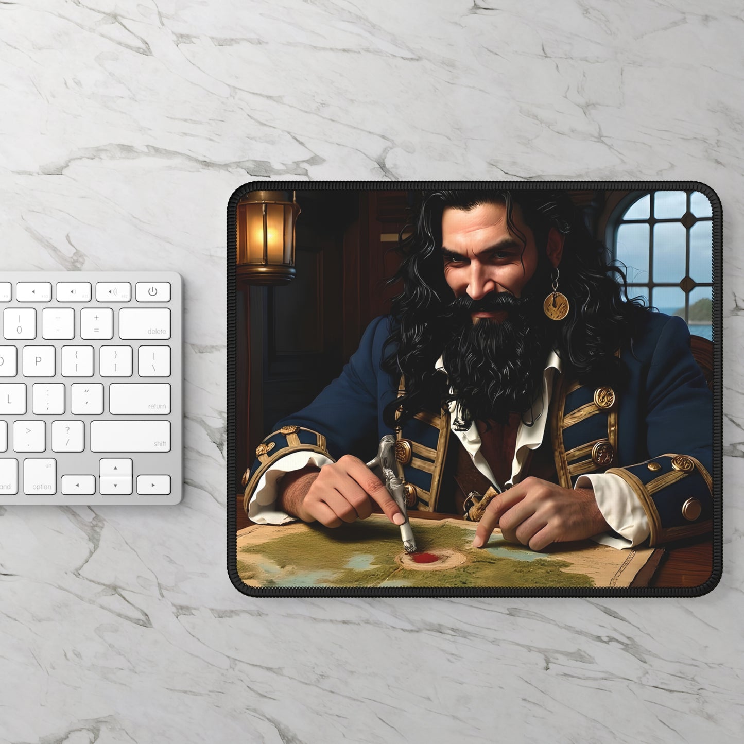 Blackbeard Next Move Mousepad, Gamer Gift, Nautical Mousemat, Gaming Accessories, Fantasy Art
