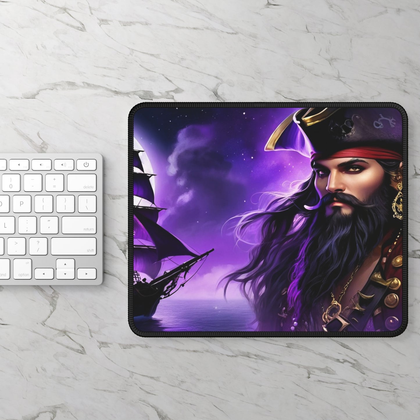Ghost of Blackbeard Gamer Mousepad, Gamer Gift, Nautical Mousemat, Gaming Accessories, Fantasy Art