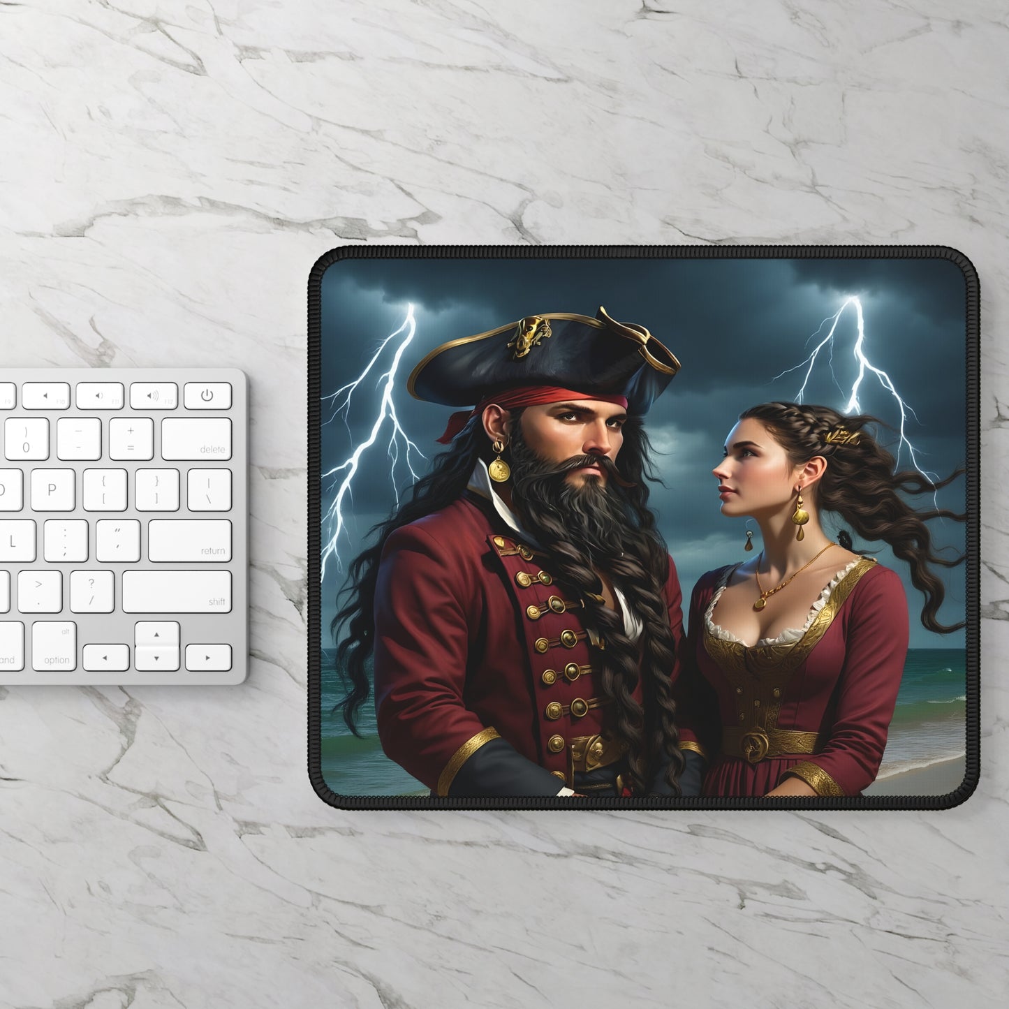 Blackbeard Hurricane Proof Gaming Mouse Pad, Fantasy Decor, Gamer Gift, Nautical Mousemat, Gaming Accessories, Fantasy Art