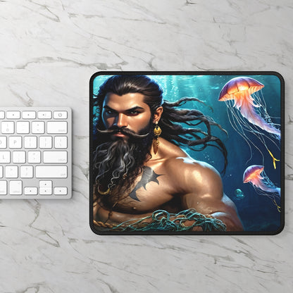 Blackbeard Man-O-War Fantasy Gamer Mousepad, Gamer Gift, Nautical Mousemat, Gaming Accessories, Fantasy Art
