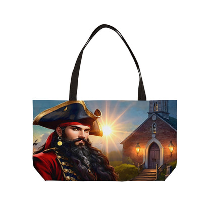 Blackbeard - Church in the Carolinas, Fantasy Pirate Weekender Tote Bag, Beach Bag, Travel Tote, Bohemian Style Bag, Gift for Pirate Lovers, Vacation Essentials