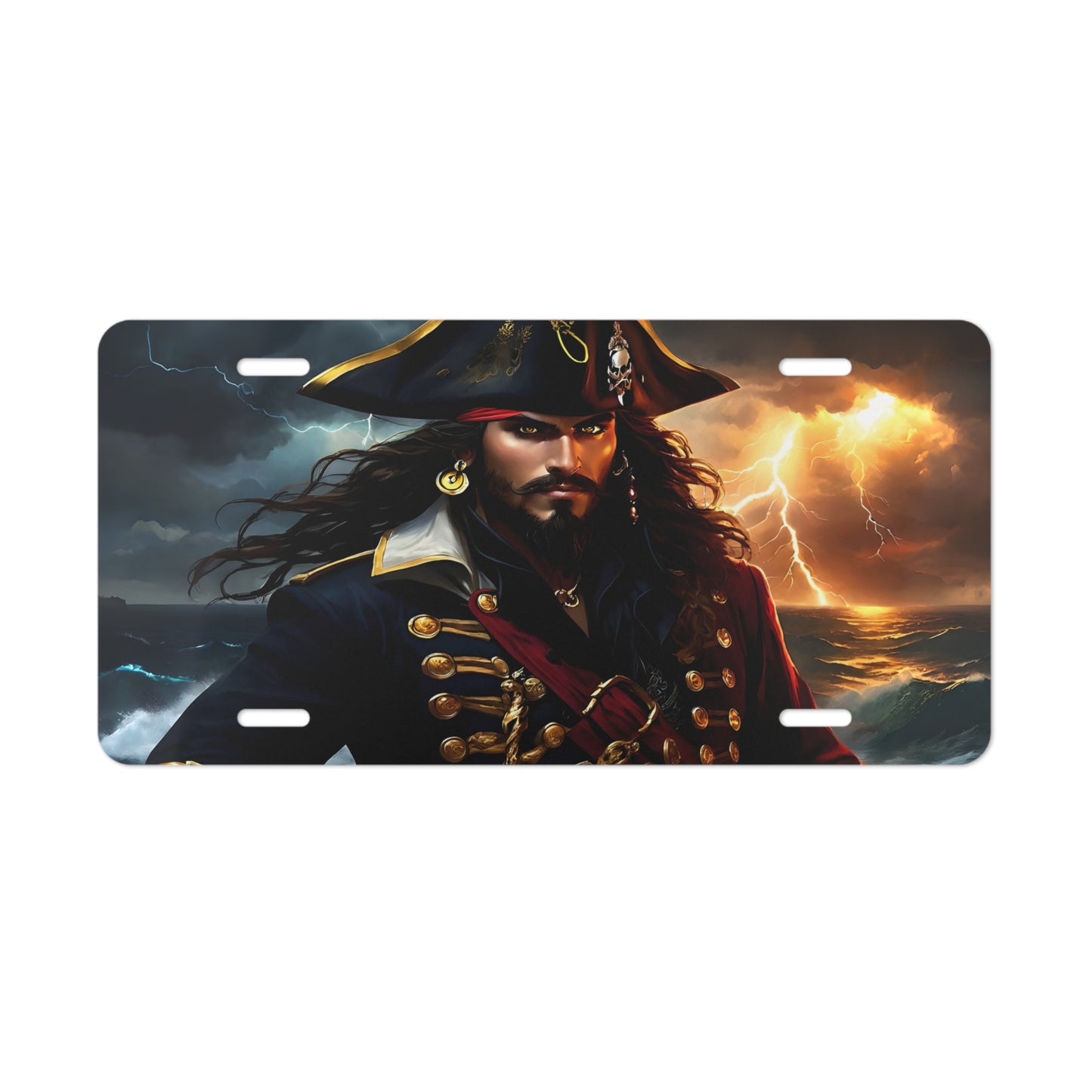 Blackbeard - Ready for Action, Pirate Vanity Plate, Unique Car Decor, Personalized License Plate, Nautical Gift, Automotive Accessory