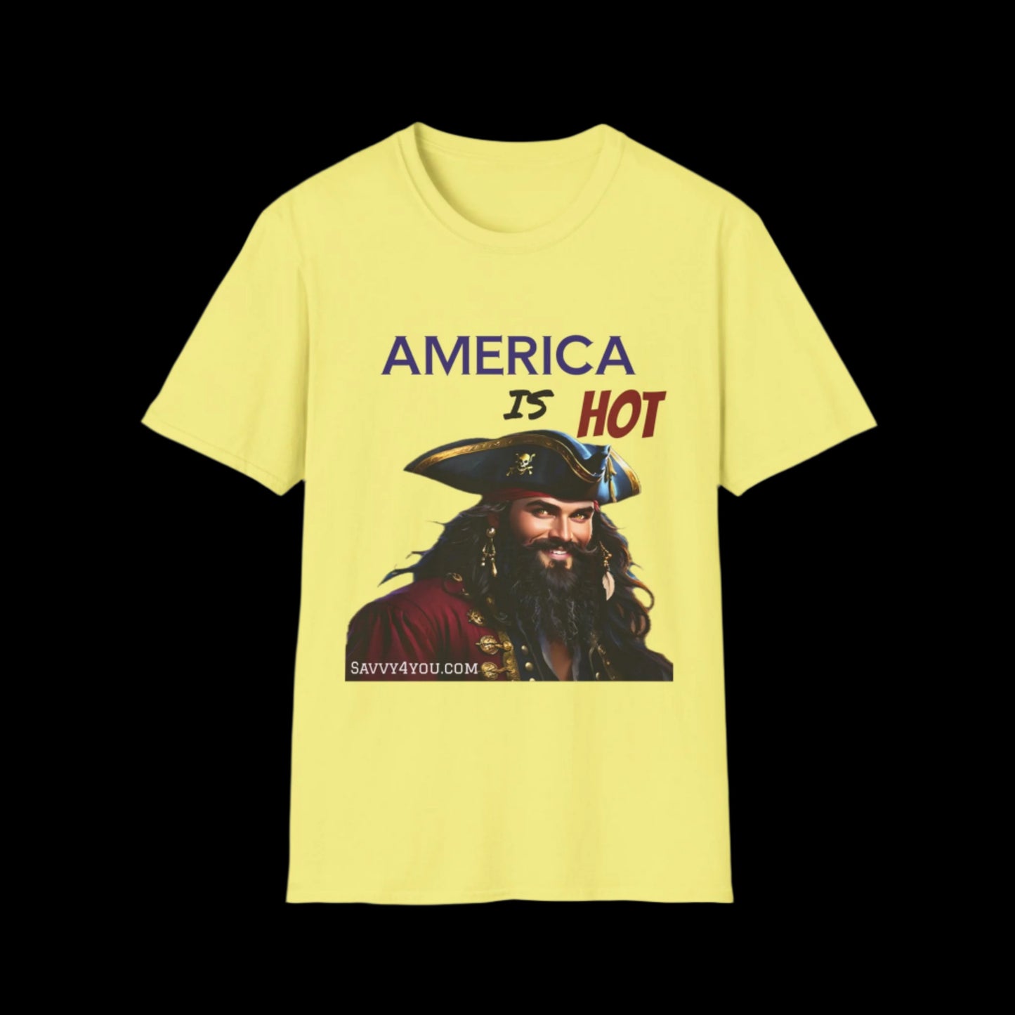 America is HOT Pirate T-Shirt for Tees Lovers, American Flag Shirt, Unisex Graphic Tee, Casual Summer Wear, Gift for Pirate Fans