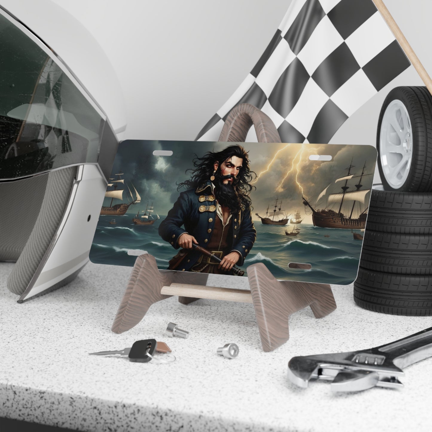 Blackbeard - Fire and Ice, Pirate Vanity Plate, Unique Car Decor, Personalized License Plate, Nautical Gift, Automotive Accessory