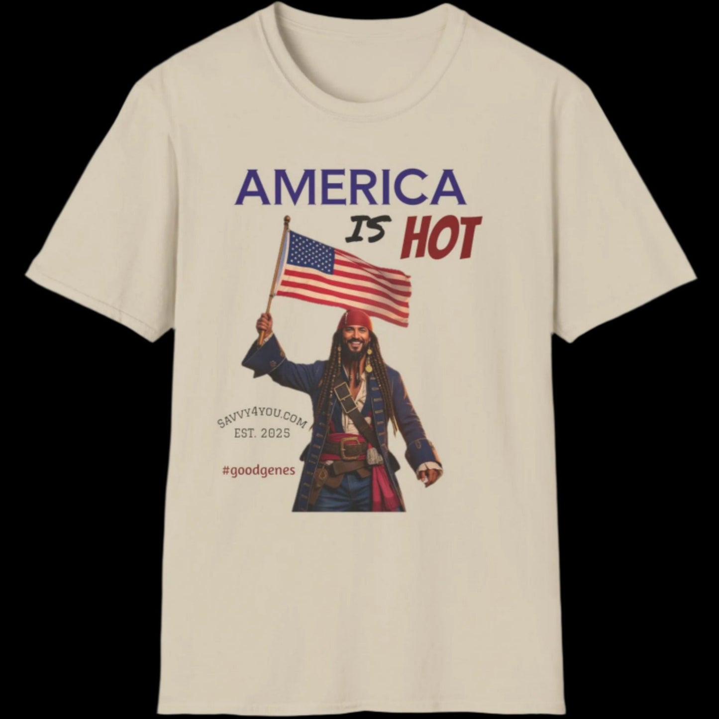 America is HOT Pirate T-Shirt for Tees Lovers, American Flag Shirt, Unisex Graphic Tee, Casual Summer Wear, Gift for Pirate Fans