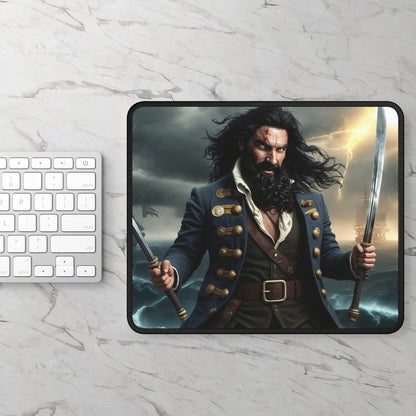 Blackbeard - Man of Steel Gamer Mousepad, Gamer Gift, Nautical Mousemat, Gaming Accessories, Fantasy Art