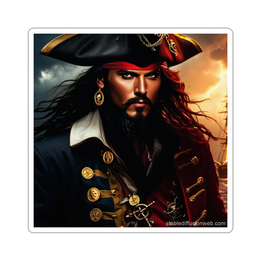 Blackbeard Pirate Kiss-Cut Stickers - Great for Laptop Decor, Party Favors, Pirate Themed Gifts, Scrapbooking, Kids' Room Decorations