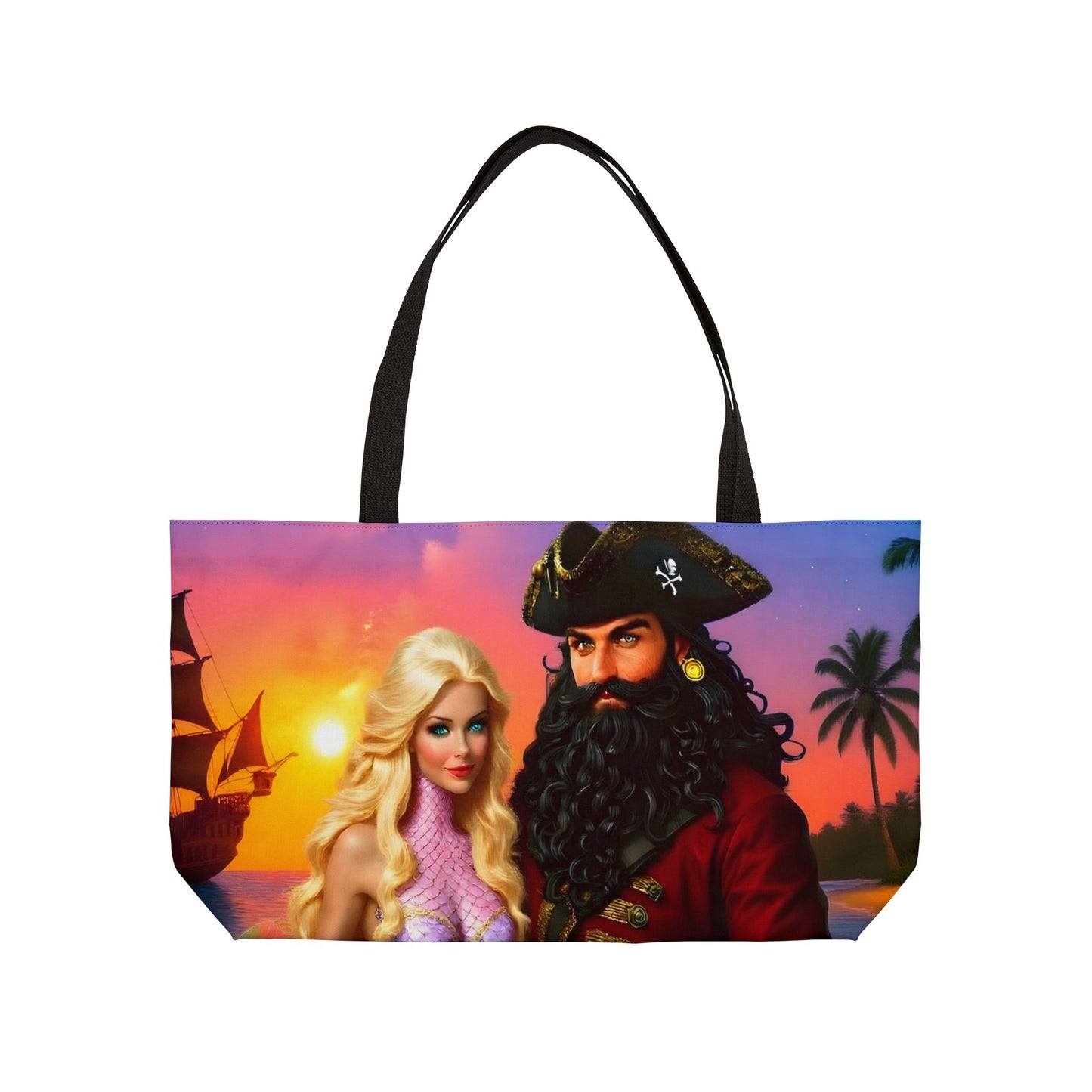 Blackbeard - Florida Dreamin with Mermaid, Fantasy Pirate Weekender Tote Bag, Beach Bag, Travel Tote, Bohemian Style Bag, Gift for Pirate Lovers, Vacation Essentials