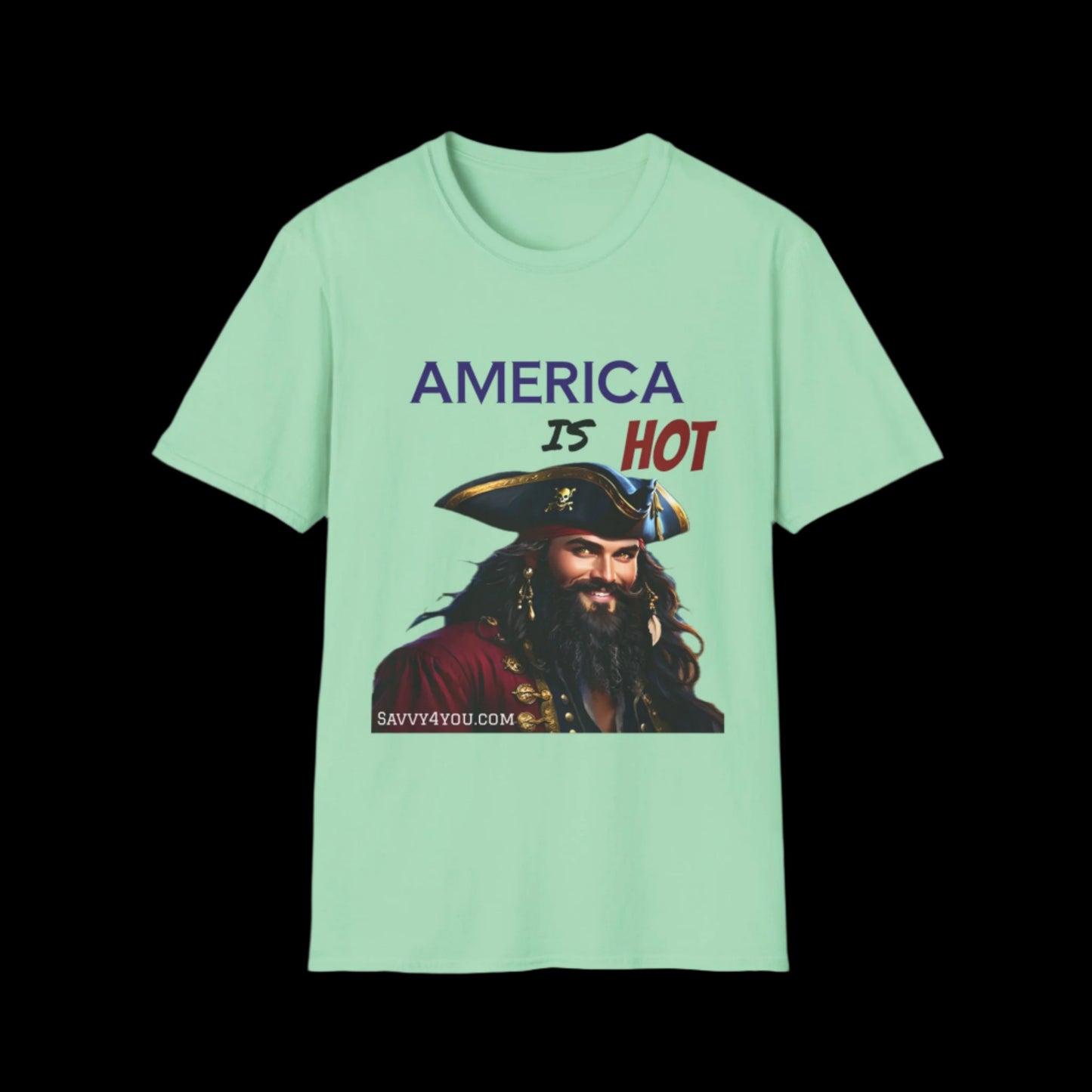 America is HOT Pirate T-Shirt for Tees Lovers, American Flag Shirt, Unisex Graphic Tee, Casual Summer Wear, Gift for Pirate Fans