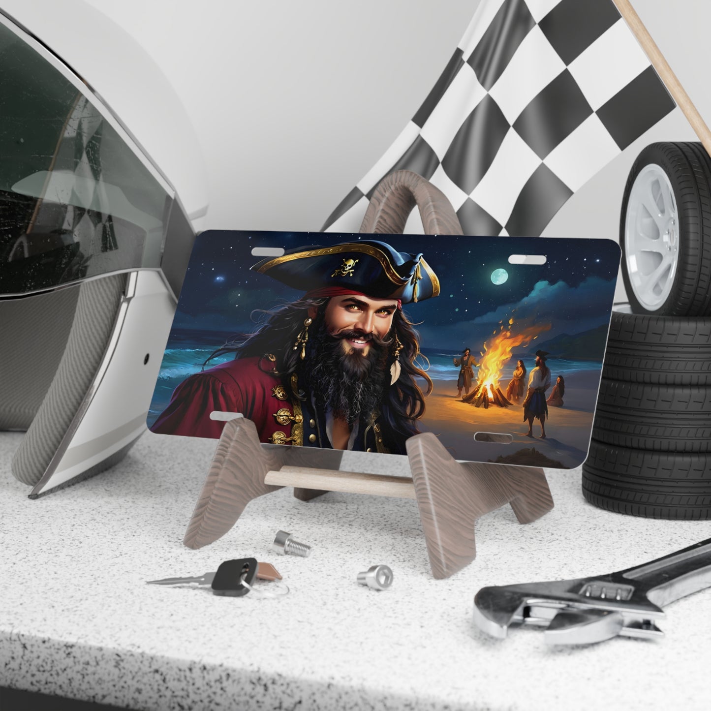 Blackbeard - Bonfire Nights, Pirate Vanity Plate, Unique Car Decor, Personalized License Plate, Nautical Gift, Automotive Accessory