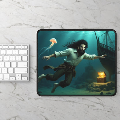 Blackbeard Shipwreck Underwater Gamer Mousepad, Gamer Gift, Nautical Mousemat, Gaming Accessories, Fantasy Art