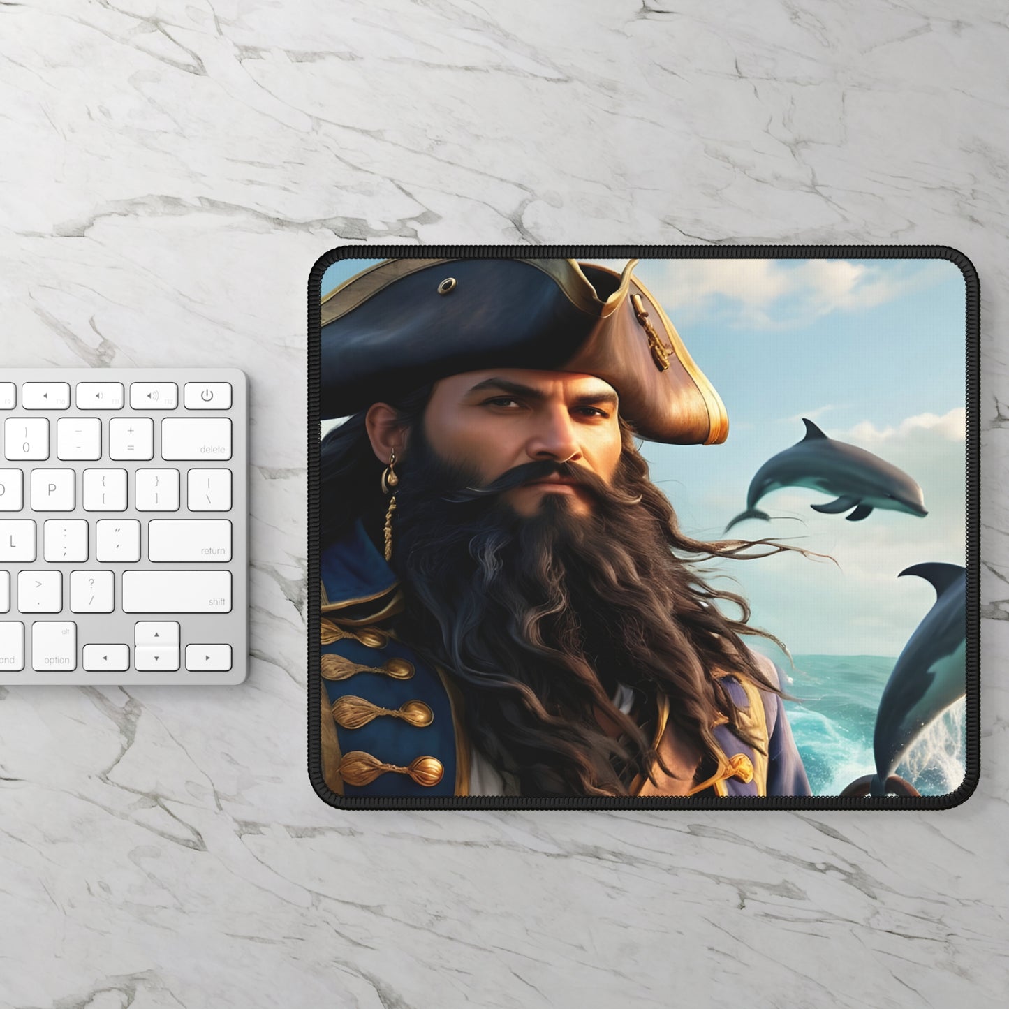 Blackbeard - Friend of Pamlico Gamer Mousepad, Gamer Gift, Nautical Mousemat, Gaming Accessories, Fantasy Art