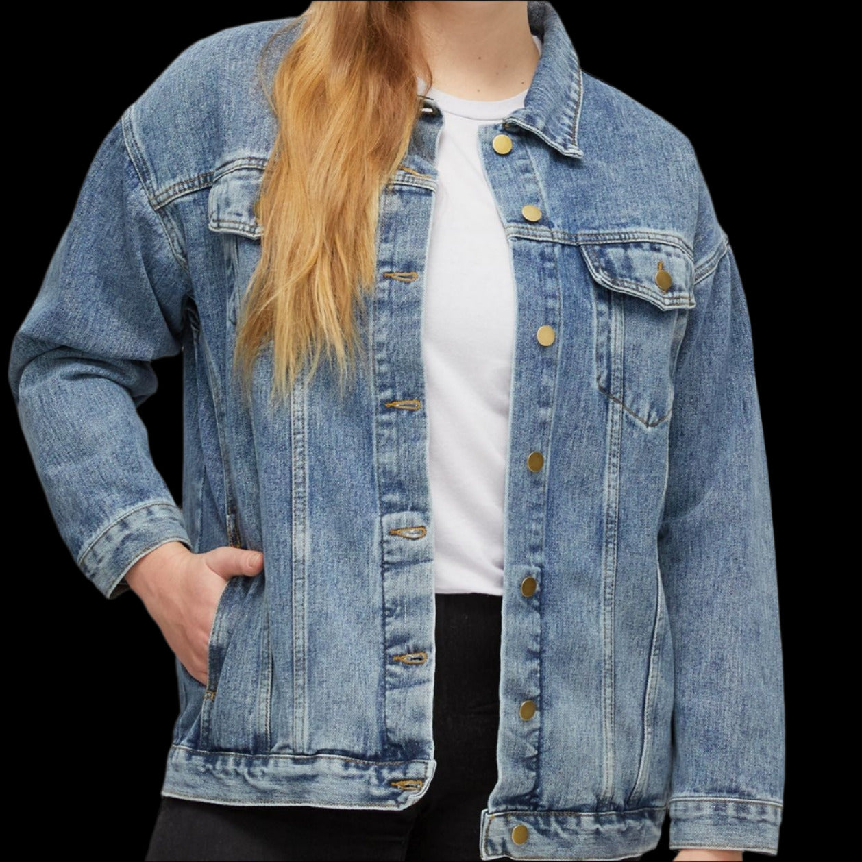 Blackbeard and Mermaid - Queen Vibe Stylish Women's Denim Jacket with Graphic Print, Trendy Outerwear, Vintage Style, Casual Fashion, Perfect Gift for Her