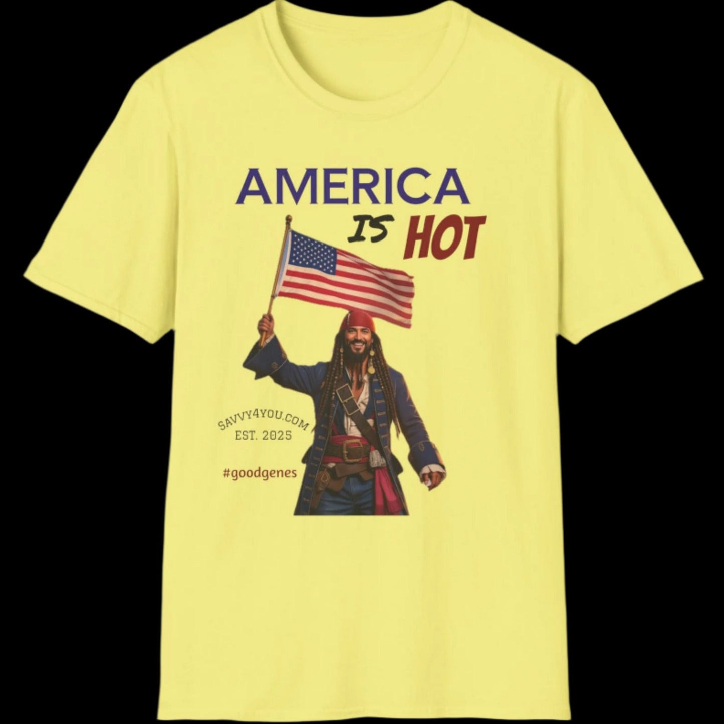 America is HOT Pirate T-Shirt for Tees Lovers, American Flag Shirt, Unisex Graphic Tee, Casual Summer Wear, Gift for Pirate Fans