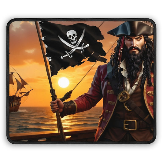 Blackbeard Pirate Flag Gamer Mousepad, Gamer Gift, Nautical Mousemat, Gaming Accessories, Fantasy Art