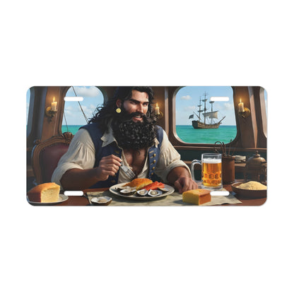 Blackbeard - I Love Seafood, Pirate Vanity Plate, Unique Car Decor, Personalized License Plate, Nautical Gift, Automotive Accessory