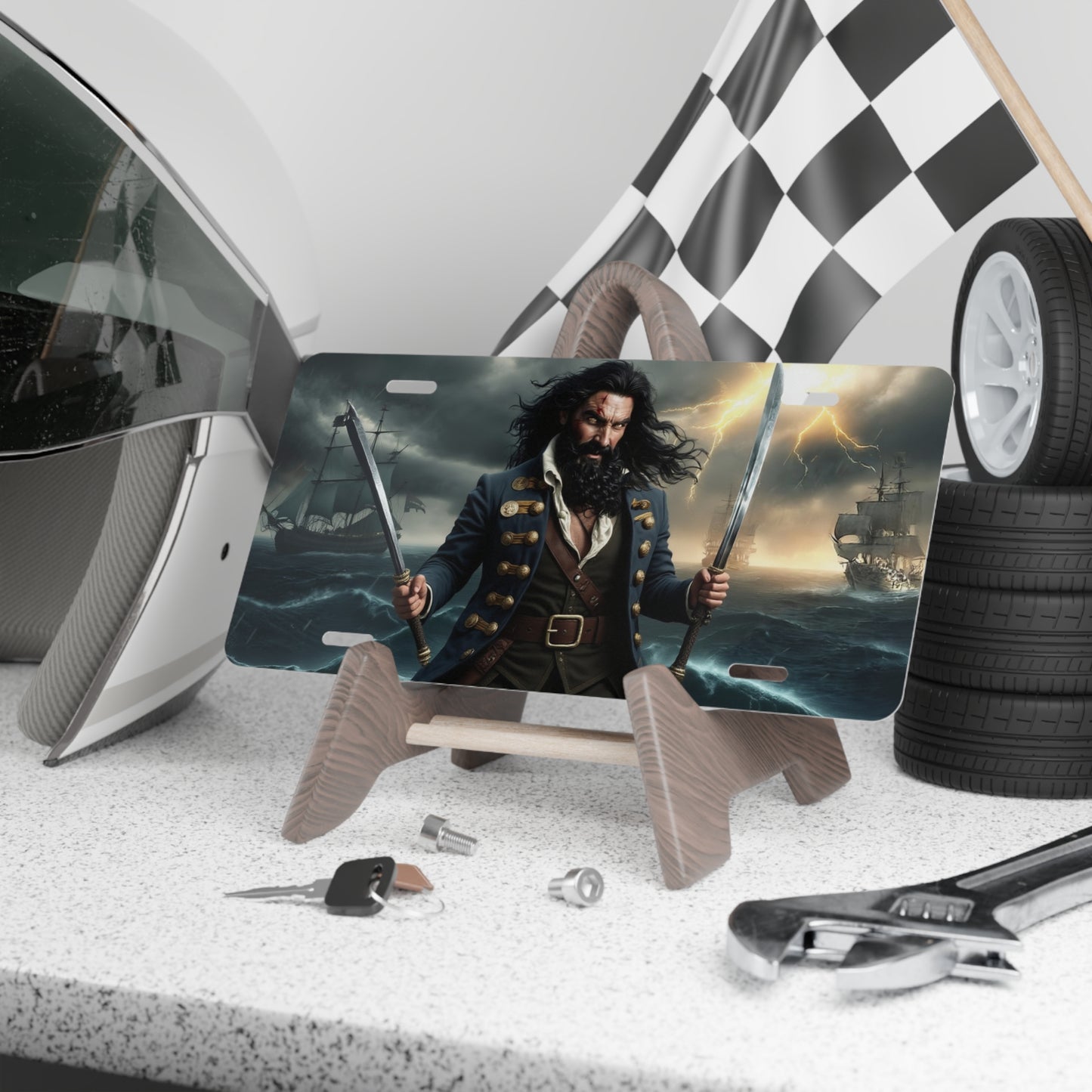 Blackbeard - Man of Steel, Pirate Vanity Plate, Unique Car Decor, Personalized License Plate, Nautical Gift, Automotive Accessory