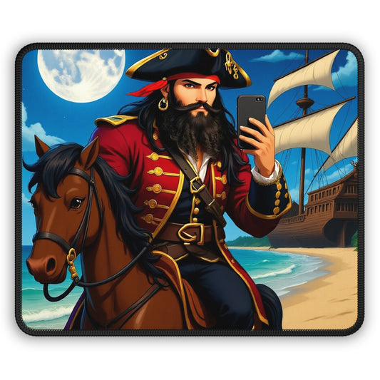 Anime Blackbeard Shipwrecked on Horseback Fantasy Gamer Mousepad, Gamer Gift, Nautical Mousemat, Gaming Accessories, Fantasy Art