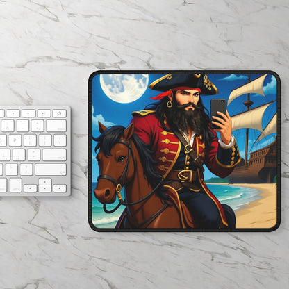 Anime Blackbeard Shipwrecked on Horseback Fantasy Gamer Mousepad, Gamer Gift, Nautical Mousemat, Gaming Accessories, Fantasy Art