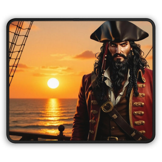 Legend of Blackbeard Pirate Sunset Mousepad, Gamer Gift, Nautical Mousemat, Gaming Accessories, Fantasy Art