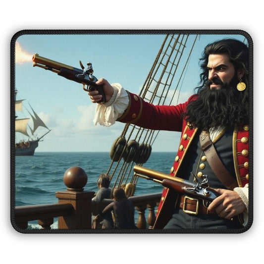 Blackbeard shot fired Pirate-Themed Gaming Mouse Pad | Perfect for Gamers, Gaming Gifts, Home Office Decor, Birthday Presents, and Desk Accessories