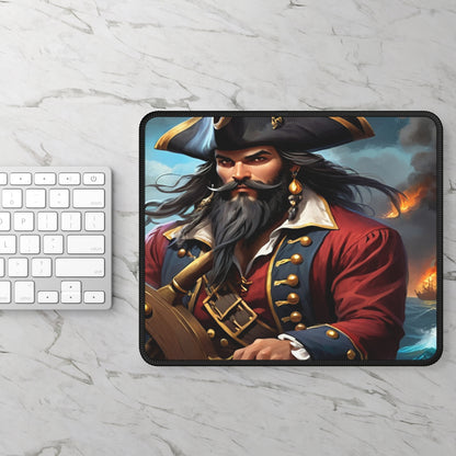 Captain Blackbeard Gamer Mousepad, Gamer Gift, Nautical Mousemat, Gaming Accessories, Fantasy Art