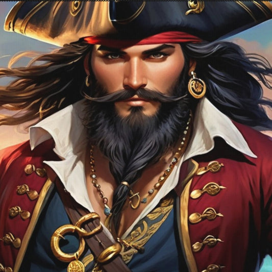 Blackbeard Pirate in Tortuga Gamer Mousepad, Gamer Gift, Nautical Mousemat, Gaming Accessories, Fantasy Art