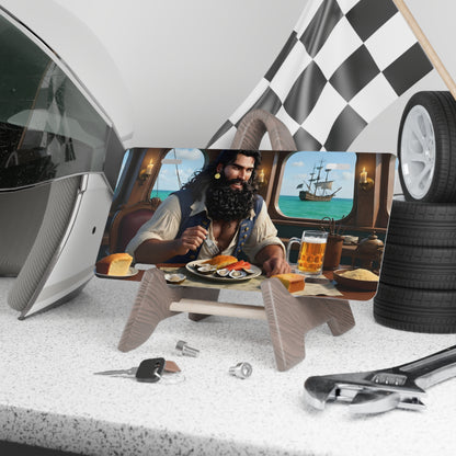 Blackbeard - I Love Seafood, Pirate Vanity Plate, Unique Car Decor, Personalized License Plate, Nautical Gift, Automotive Accessory