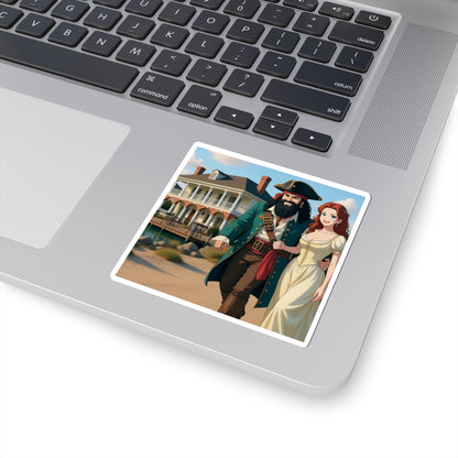 Whimsical Pirate Romance Kiss-Cut Stickers, Fun Stickers, Laptop Decor, Gift for Teens, Adjustable Decor, Pirate-Themed Party