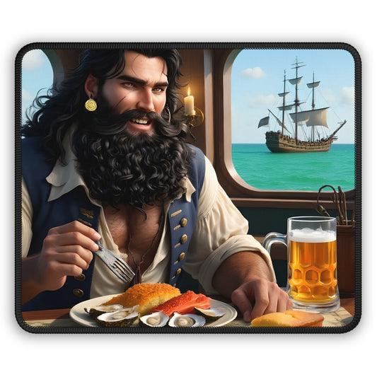 Blackbeard - I Love Seafood Gamer Mousepad, Gamer Gift, Nautical Mousemat, Gaming Accessories, Fantasy Art