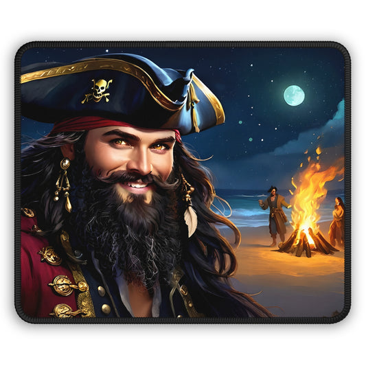 Blackbeard - Bonfire Nights Gamer Mousepad, Gamer Gift, Nautical Mousemat, Gaming Accessories, Fantasy Art