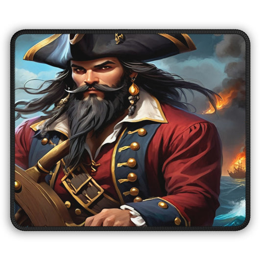 Captain Blackbeard Gamer Mousepad, Gamer Gift, Nautical Mousemat, Gaming Accessories, Fantasy Art