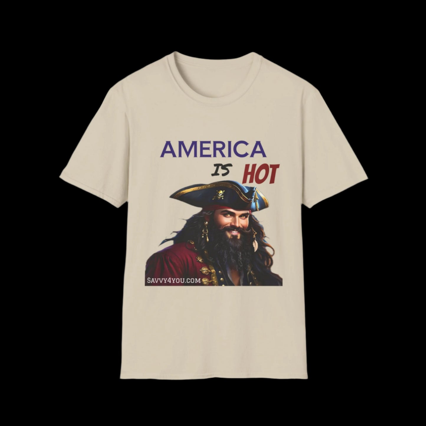 America is HOT Pirate T-Shirt for Tees Lovers, American Flag Shirt, Unisex Graphic Tee, Casual Summer Wear, Gift for Pirate Fans