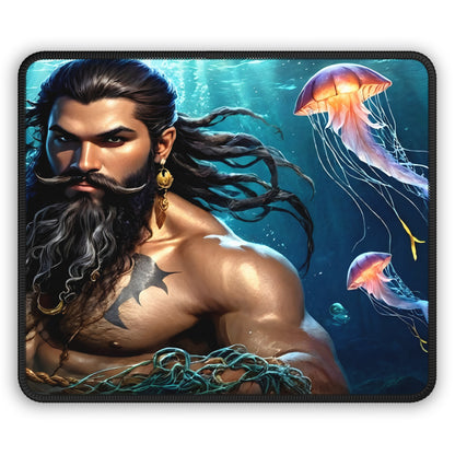 Blackbeard Man-O-War Fantasy Gamer Mousepad, Gamer Gift, Nautical Mousemat, Gaming Accessories, Fantasy Art