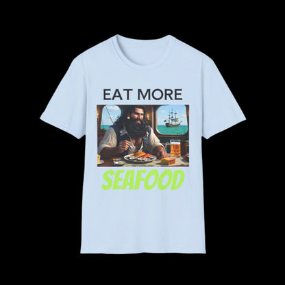 Blackbeard - EAT MORE SEAFOOD T-Shirt for Tees Lovers, American Flag Shirt, Unisex Graphic Tee, Casual Summer Wear, Gift for Pirate Fans