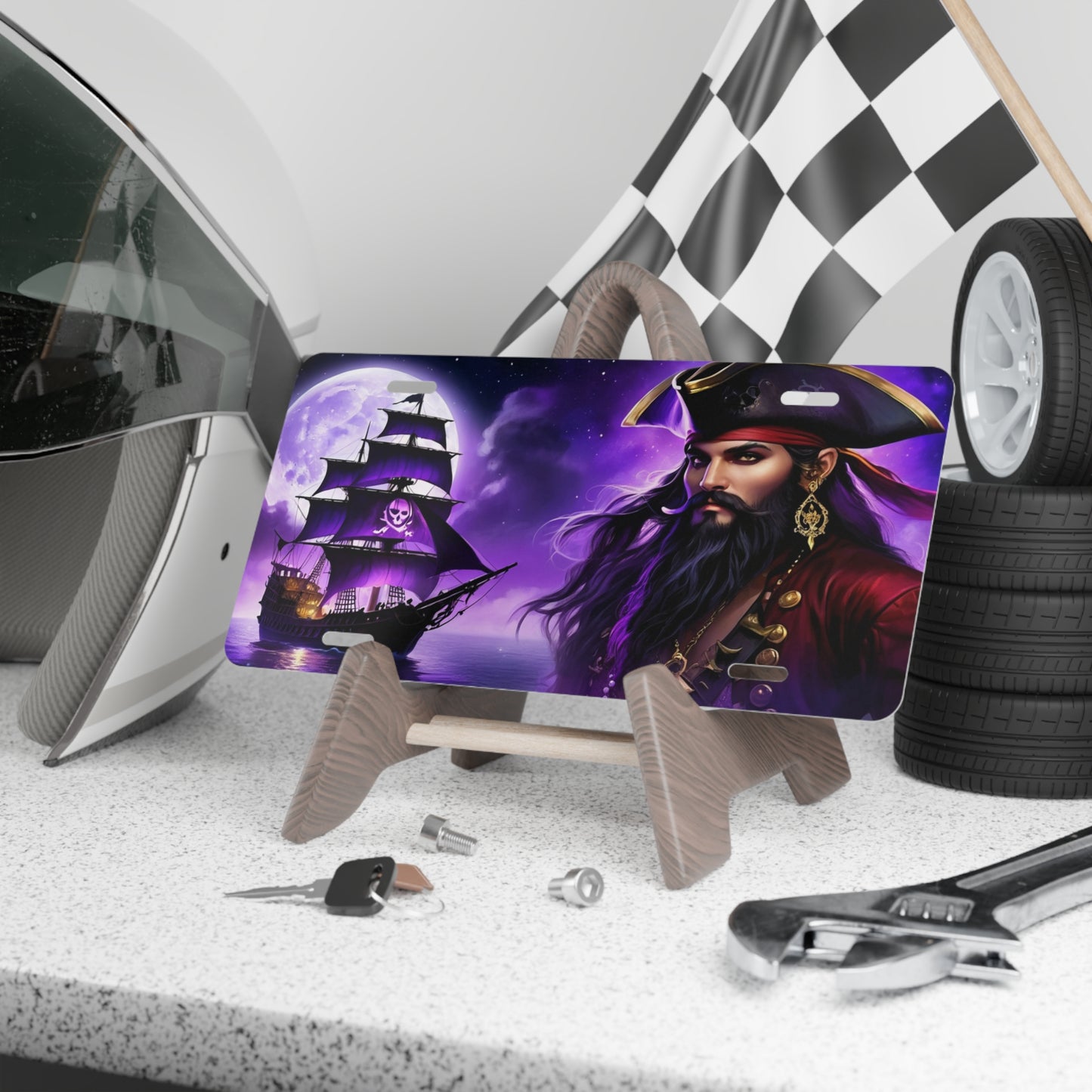 Ghost of Blackbeard, Pirate Vanity Plate, Unique Car Decor, Personalized License Plate, Nautical Gift, Automotive Accessory