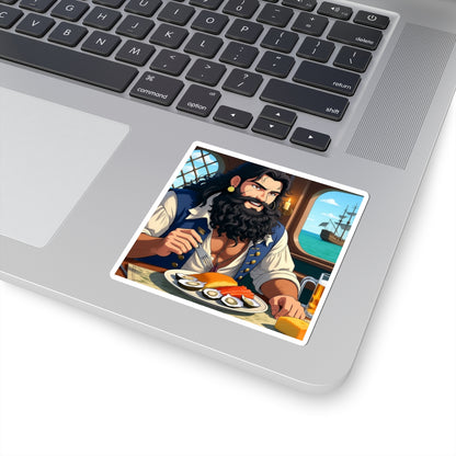 Blackbeard Pirate Feasting Kiss-Cut Stickers | Nautical Decor, Laptop Stickers, Ocean Vibes, Gifts for Adventurers, Unique Art