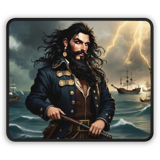 Blackbeard Military Strategist Mousepad, Gamer Gift, Nautical Mousemat, Gaming Accessories, Fantasy Art