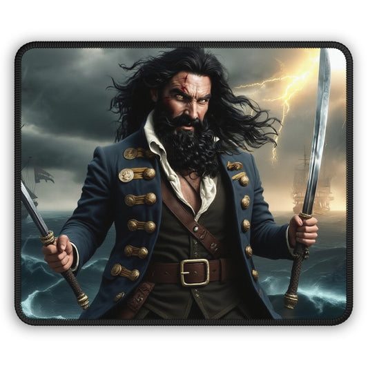Blackbeard - Man of Steel Gamer Mousepad, Gamer Gift, Nautical Mousemat, Gaming Accessories, Fantasy Art