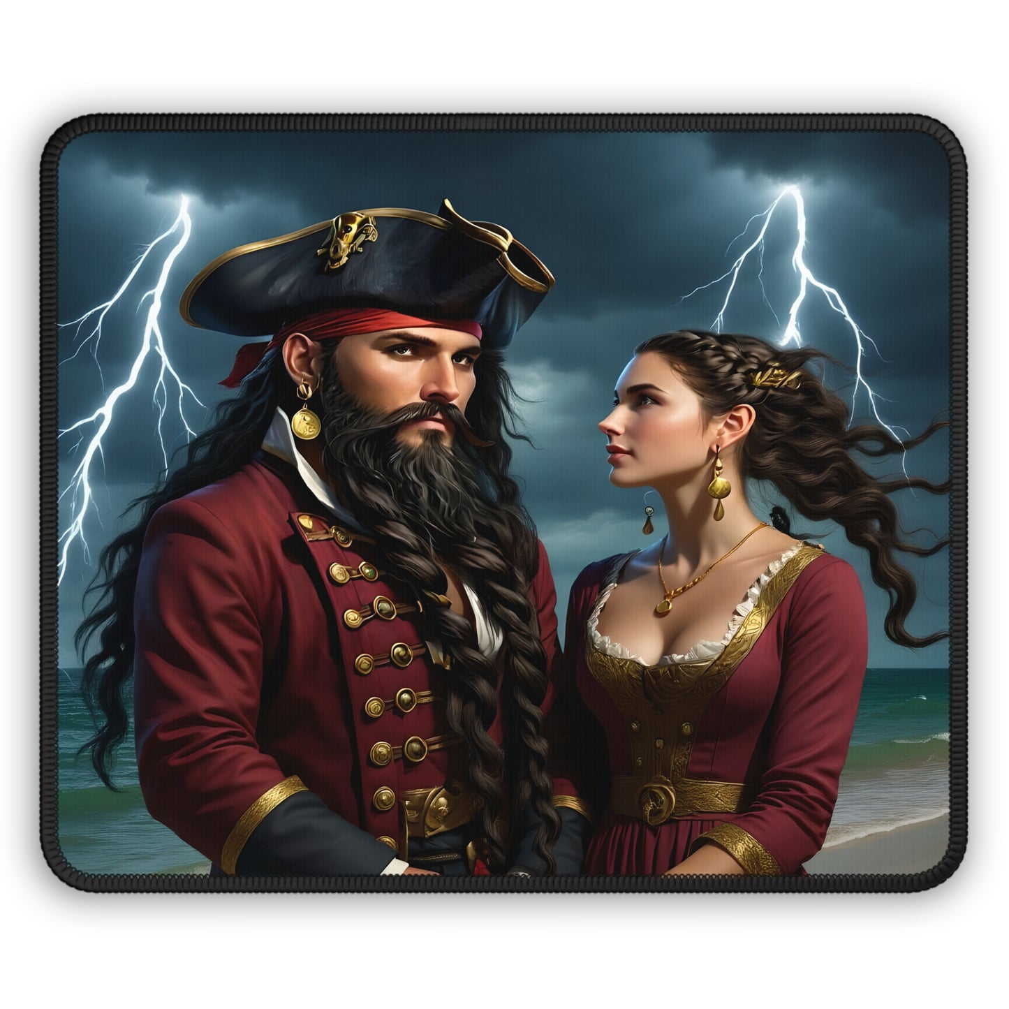 Blackbeard Hurricane Proof Gaming Mouse Pad, Fantasy Decor, Gamer Gift, Nautical Mousemat, Gaming Accessories, Fantasy Art