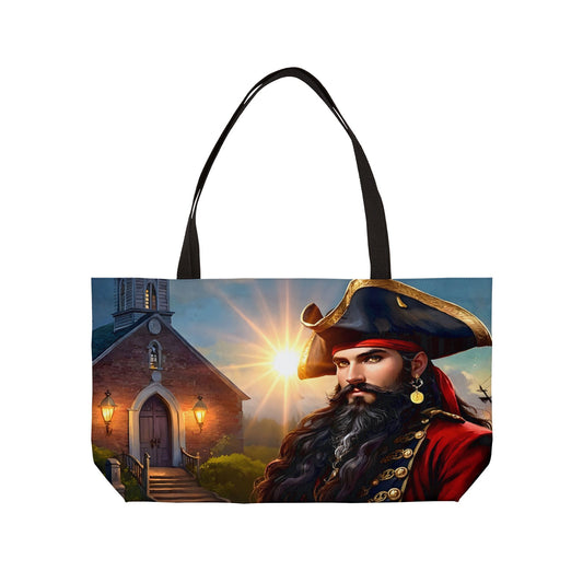 Blackbeard - Church in the Carolinas, Fantasy Pirate Weekender Tote Bag, Beach Bag, Travel Tote, Bohemian Style Bag, Gift for Pirate Lovers, Vacation Essentials