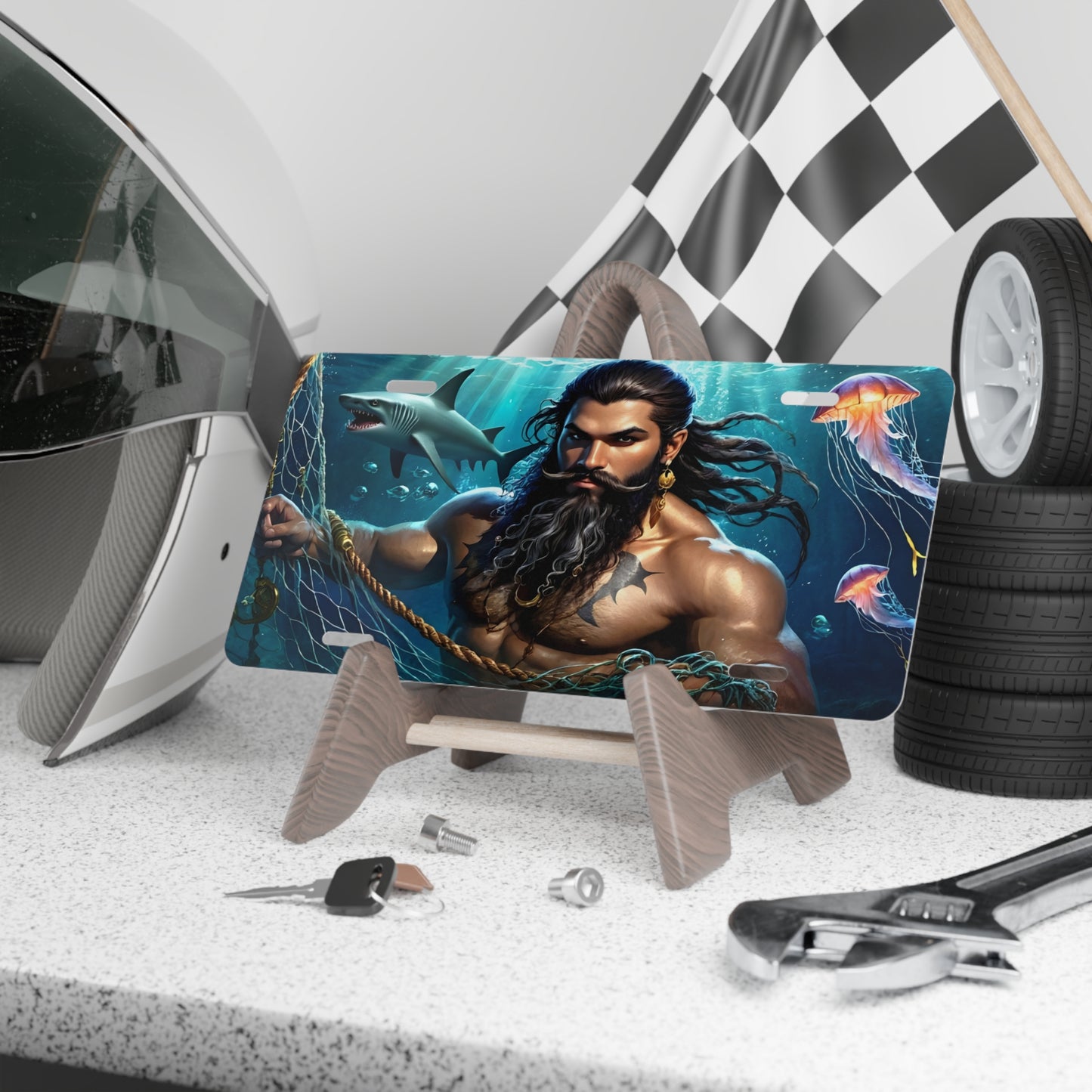 Blackbeard - Man-O-War, Pirate Vanity Plate, Unique Car Decor, Personalized License Plate, Nautical Gift, Automotive Accessory