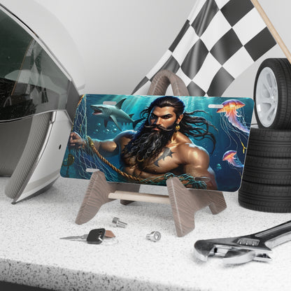 Blackbeard - Man-O-War, Pirate Vanity Plate, Unique Car Decor, Personalized License Plate, Nautical Gift, Automotive Accessory